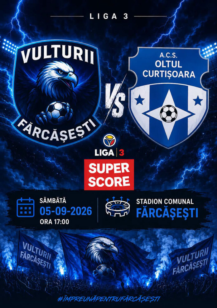Vulturii Fărcășești joacă sâmbătă pe teren propriu cu ACS Oltul Curtișoara