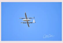 Dronă medicală fotografiată deasupra municipiului Târgu Jiu