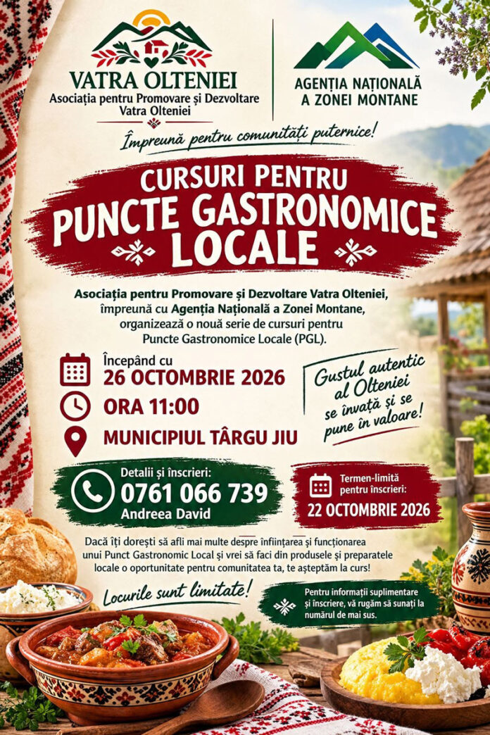 Ultimele zile de înscrieri la cursurile de gastronomie locală din Târgu Jiu! Cum pot gorjenii să transforme rețetele tradiționale într-o oportunitate de afaceri